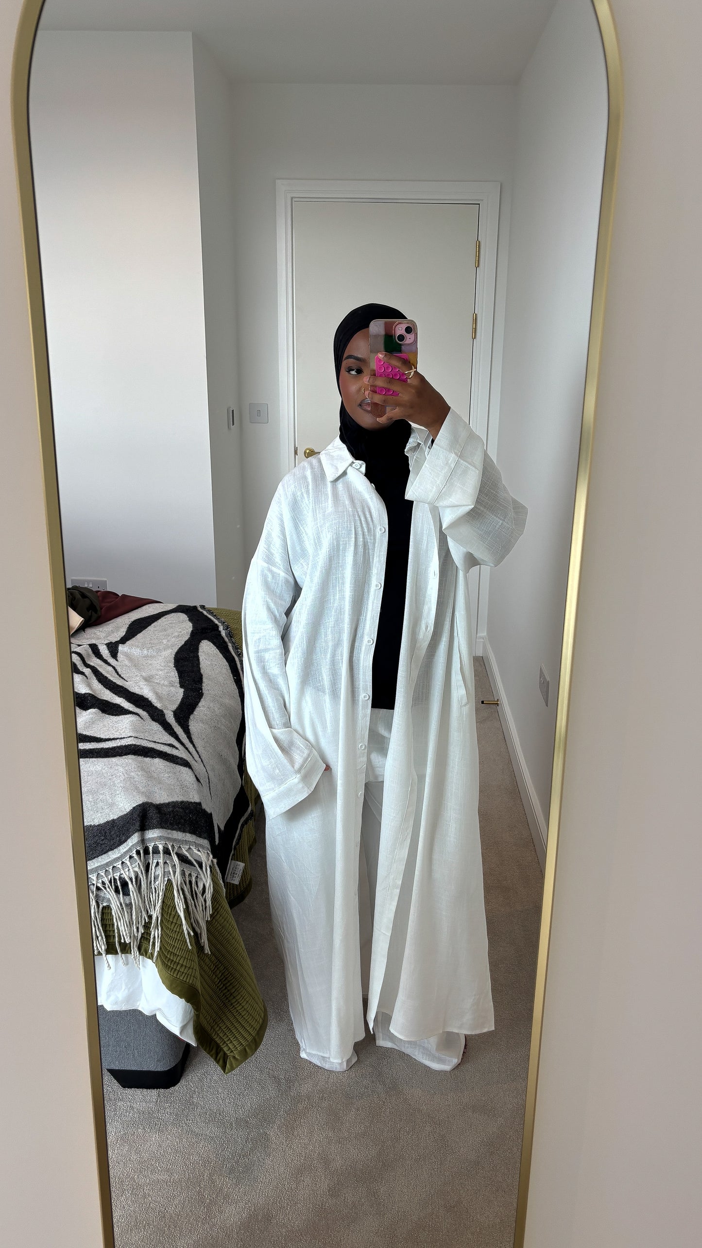 Premium Linen Button-Down Abaya Set
