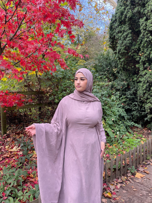 Mauve Zip Butterfly Abaya