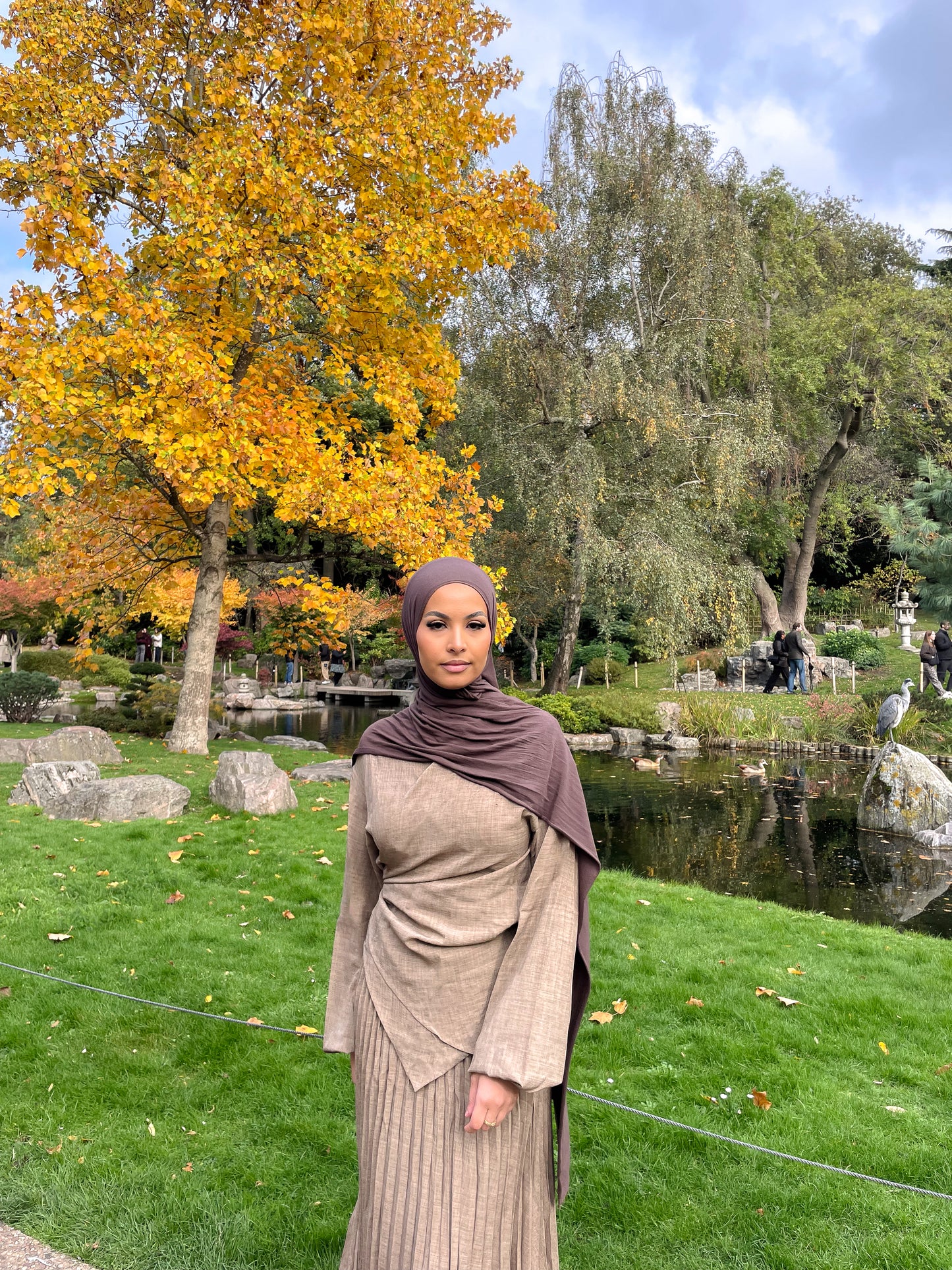 Camel Colour Pleated Set